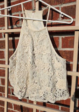 Free People•Cream Lace Open Crossover Back High Neck Sleeveless Top Size XS Photo 0