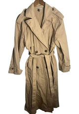 H&M Divided Womens Beige Cotton Twill Double Breasted Trench Coat Belted Size M‎ Photo 0