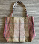 Anta Made in Scotland Pure Wool Tweed Large Tote Bag Strap Herringbone Plaid Photo 0