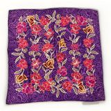 Oscar de la Renta Silk Scarf Purple Paisley Floral Made In Japan Vintage Luxury Photo 0