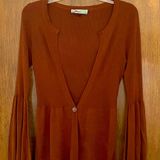 On Sunset Los Angeles silk blend brown balloon sleeves cardigan, size M cottage Photo 0