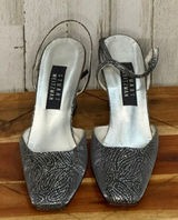 Stuart Weitzman Women's Silver Strappy Block Heels Formal Size‎ 9 Photo 0