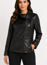 INC international concepts faux leather sheen asymmetrical jacket M Photo 0