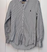 Polo Ralph Lauren Shirt Men Small Slim Black White Striped Button Down Photo 0