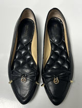 Michael Kors Loafers Flats Black Leather Shoes Gold Bow Tassel Women’s Size 5.5 Photo 0
