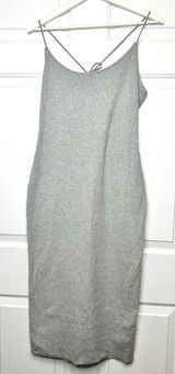 Lovers and‎ Friends Midi Dress Large Grey New Ribbed Lace Up Back Bodycon Photo 0