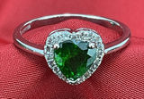 Green‎ CZ Love Heart Promise Polished Ring .925 Sterling Silver Band Sz 8.25 Photo 0