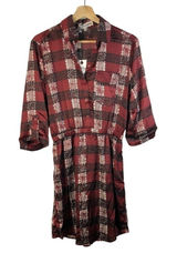 Oxford‎ Circus Red & Black Plaid Fit & Flare Shirt Mini Dress S Photo 0