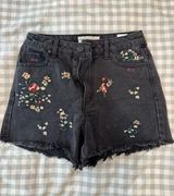 TJ Maxx Black embroidered denim shorts Photo 0