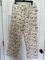 Hanna Andersson Cream Mountain & Cabin Print Pajama Pants with Red Accents Photo 0