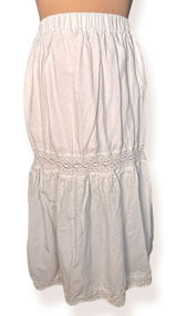 Shoedazzle White Lace Trim Tiered Peasant Midi Skirt Western Boho Cottage Prairie Romantic Photo 0