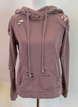 ALO Yoga | Distressed Mauve Hoodie | Sz S/M Photo 0