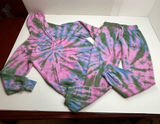 Von Dutch Rhinestone Tie Dye Jogger Hoodie Set Olive Green Pink Purple Small‎ Photo 0