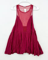 Intimately Free People Tank Top Womens Medium Red Babydoll‎ Mesh Boho Sleeveless Photo 0