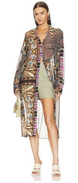 Free People Naomi Maxi Top is a button-front shirt dress Size Small Sheer Photo 0