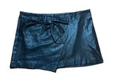 Zara black‎ faux leather mini skirt with bow detail sz M Photo 0