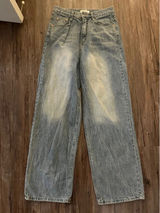 Lewkin Korea Light Wash Wide Leg Baggy Jeans Sz 28 Photo 0