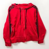 Soho‎ Street New York Company Hoodie Womens Medium Red Full Zip Lace Accent Photo 0