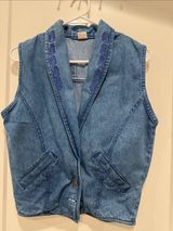 Denim Vest with Embroidered Shawl Collar vintage Photo 0