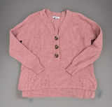 Madewell Button-Front‎ Merino Wool Blend Sweater XXS Pink Ribbed Knit Top Photo 0