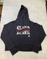 Atlanta Braves MLB Womens Navy Cropped Hoodie Campus Lifestyle Size‎ Large NWT Photo 0