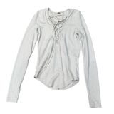 Free‎ People Long Sleeve Lace Up V Neck Top Light Gray Size XS Photo 0