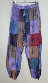 Patchwork Jogger Pants Travel Hippie Purple Red Blue Elastic Waist Cotton Nepal Photo 0