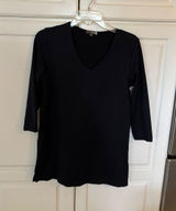 Judy P Black Microfiber V-Neck 3/4 Sleeve Tunic Top Size Medium Made in USA Photo 0