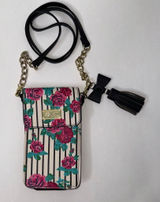 Betsey Johnson Crossbody Purse Wallet Handbag Roses Stripes Snap Y2K Girlie Fem Photo 0