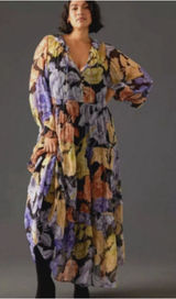 Anthropologie the Marais floral tiered chiffon maxi dress Photo 0