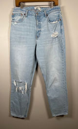 Abercrombie & Fitch The Mom High Rise‎ Curve Love Sz 30/10 Distressed Light Wash Photo 0