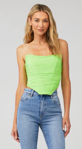 Steve Madden Strapless Mesh Corset Top Women's Size Medium Green Neon Bright Photo 0