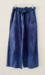 Free People Linen Wide Leg Utility Pants Blue XS Photo 0