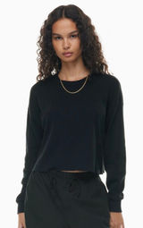 Aritzia Tna Women's Long Sleeve Waffle Crew Top Black Sz XXS Photo 0