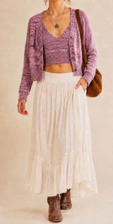 Free People Sweater Vest & Cardigan Set Pink Purple – NWOT Small Photo 0