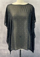 Michael Kors Womens Poncho Top Size S/M Black Gold Studded Sheer Flowy Glam Photo 0