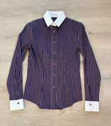 Nara Camicie purple pinstripe contrast collar fitted button-down shirt size 0 Photo 0