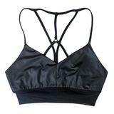 Alo Yoga Lavish Sports Bra Glossy Black Mesh Strappy Bralette Womens Size Small Photo 0