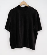 Denim & Co. Top Womens 2X Mock Neck Black Velour Short Sleeve Excellent Photo 0