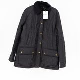NEW Barbour Women's Beadnell Polar Quilt Fleece Lined Full Zp Jacket Black 10 Photo 0