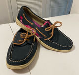 Sperry women’s blue shoes with pink plaid —‎ size 9.5 Photo 0