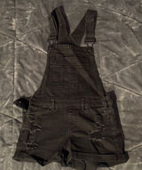 Blue Spice Black Distressed Denim Romper Photo 0