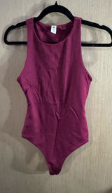 Women’s BP Sleeveless Ribbed One-Piece Bodysuit in Berry Size XS Photo 0