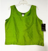 Stephanie Specs Womens 100% Silk Tank Top Lime Green Scoop Neck Shell Large NWT Photo 0