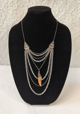 Vintage Women's Necklace Multi Strand Brass Gold Tone Western Retro Boho Layered Photo 0