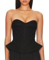 NBD ARLETTE REVOLVE Black Strapless Corset Wool Peplum Y2K Crop Top XS Photo 0