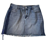 PacSun Blue Denim Mini Skirt Distressed Raw Hem Side Stripe Womens Size 28 Photo 0