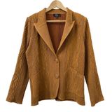 Flair M Textured Blazer‎ Jacket Brown Knit Career Office Shoulder Pads Retro 70s Photo 0