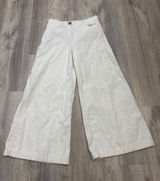Zara Womens White Cotton Linen Blend Wide Leg High Rise Pants Size M 28 Photo 0