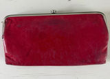 Hobo Lauren Double Frame Clutch Wallet Red Leather Kiss Lock Organizer Photo 0